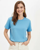 Solid Sky Blue Cotton T-Shirt